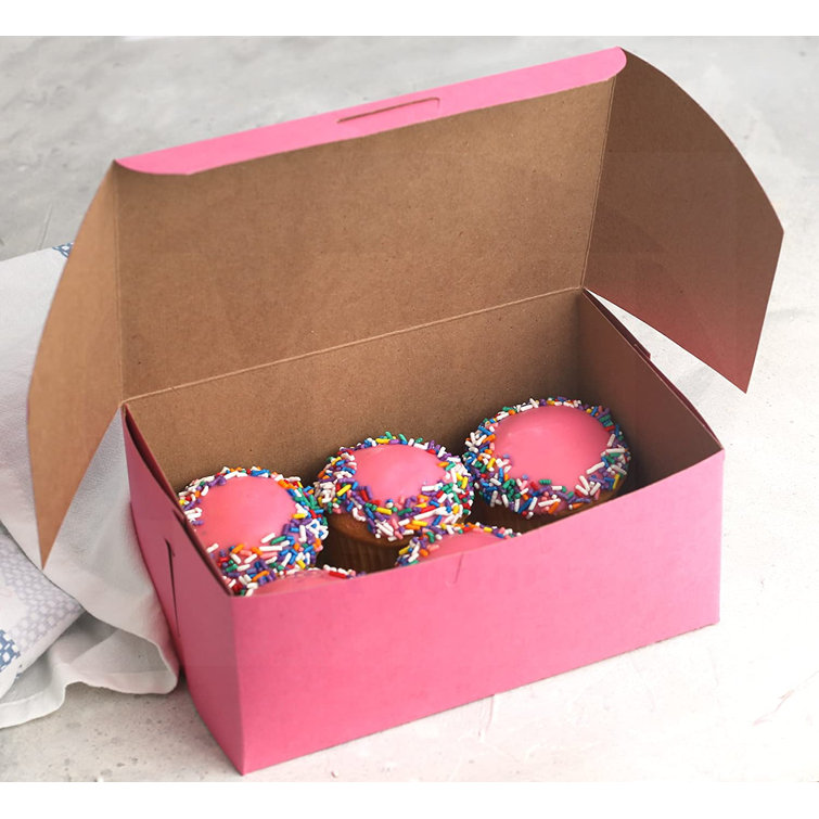 Prep & Savour Danissa 8" x 5" x 3.50" Clay Coated Pink Cookie Box